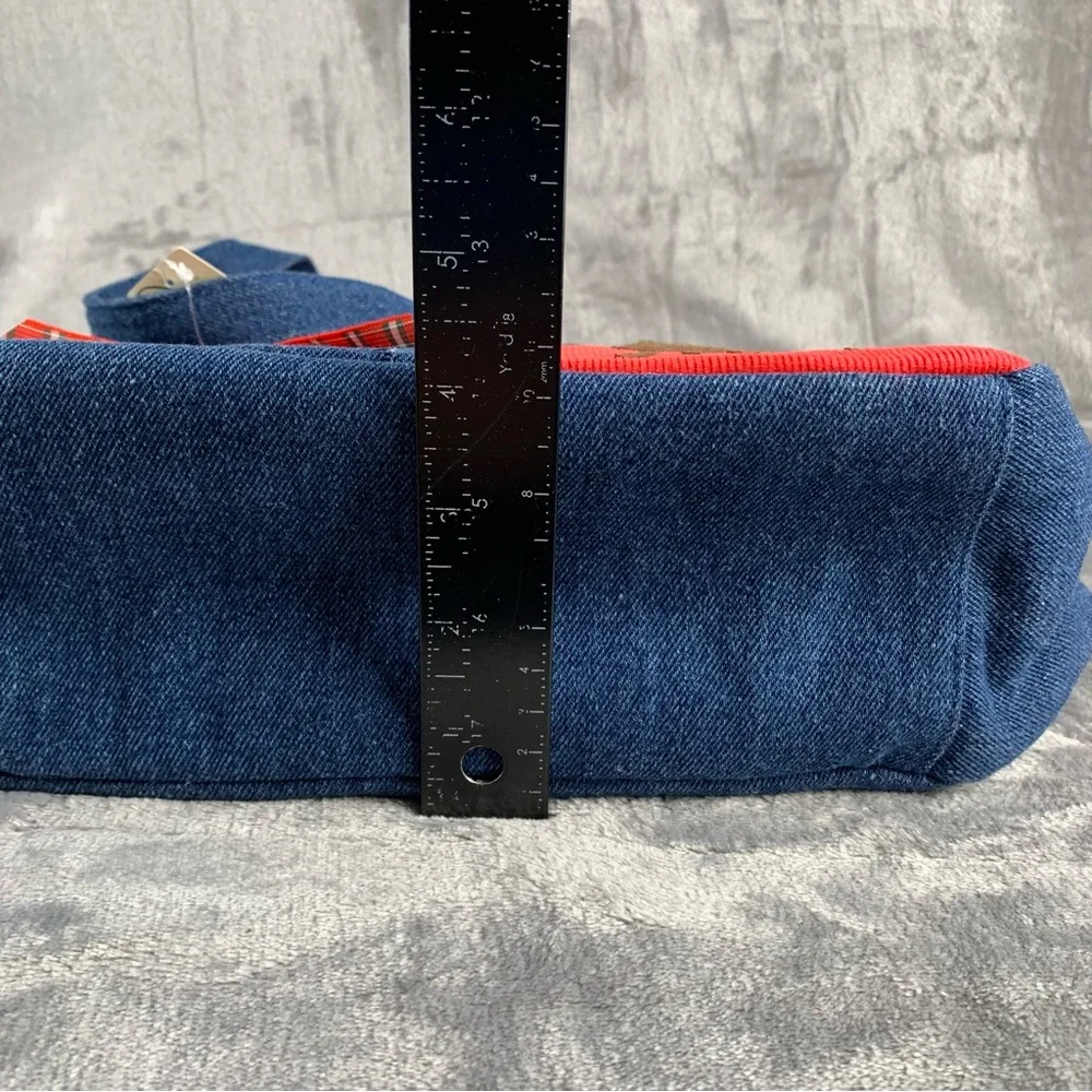 Kim Rogers Denim Tote Bag Christmas Themed Applique Embroidered New With Tag Vtg